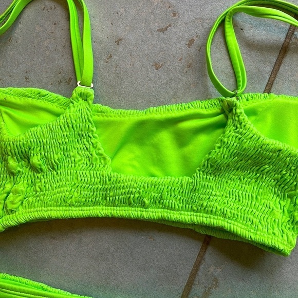 Peixoto neon bikini SET SMALL MEDIUM rouched sample adjustable straps HOT GREEN - Picture 11 of 13